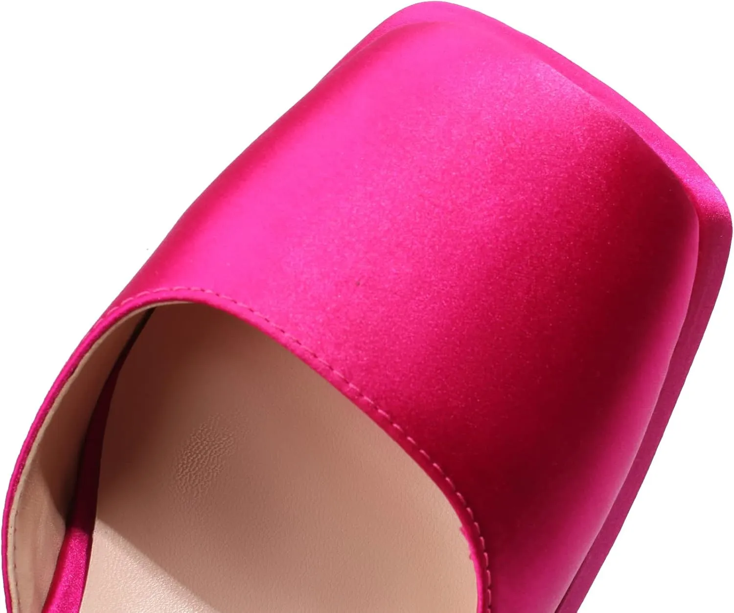 XIEDA Women's Closed Toe Platform Chunky High Block Satin Heels 4 Inch Ankle Strap Party Prom Dress Pumps
