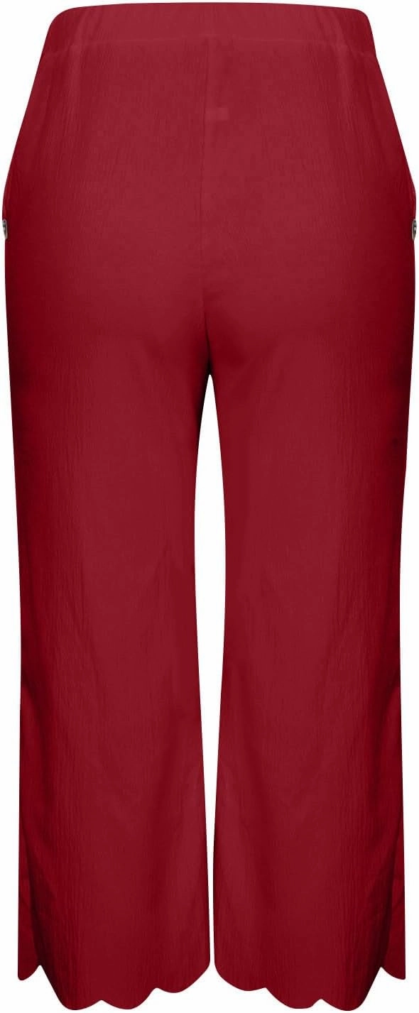 ZDRZK High Waisted Linen Pants for Women Summer 2023 Casual Wide Leg Pants with Pockets Loose Comfy Cropped Lounge Trousers