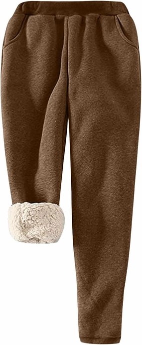 ZDRZK Women Joggers with Pockets Fleece Lined Athletic Lounge Sweat Pants Winter Warm Workout Running Fitness Pants