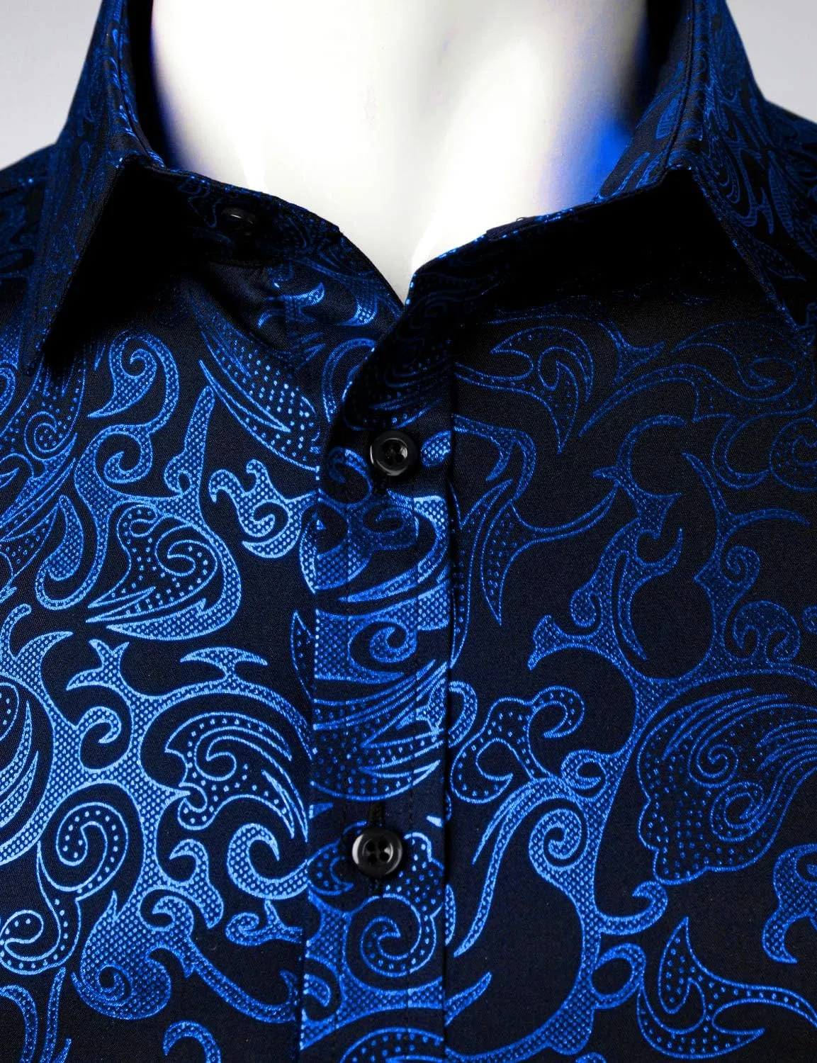 ZEROYAA Men's Luxury Gold Prom Design Slim Fit Long Sleeve Button up Party Dress Shirts