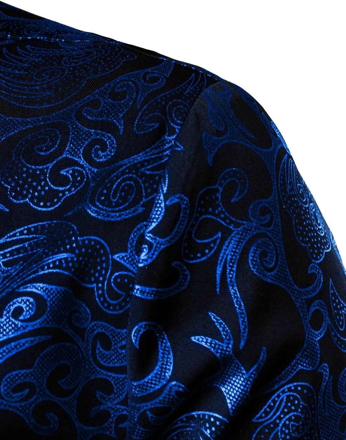 ZEROYAA Men's Luxury Gold Prom Design Slim Fit Long Sleeve Button up Party Dress Shirts