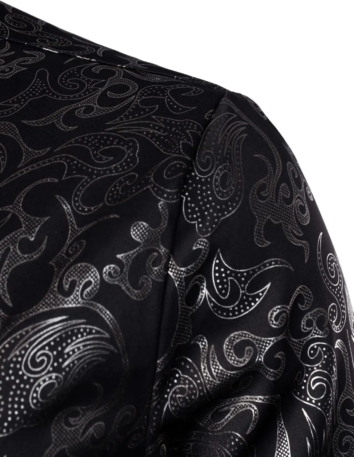 ZEROYAA Men's Luxury Gold Prom Design Slim Fit Long Sleeve Button up Party Dress Shirts