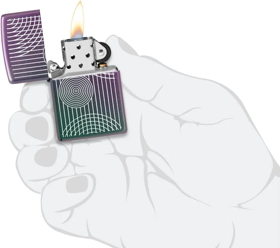 Zippo Abstract Lines Design Iridescent Pocket Lighter