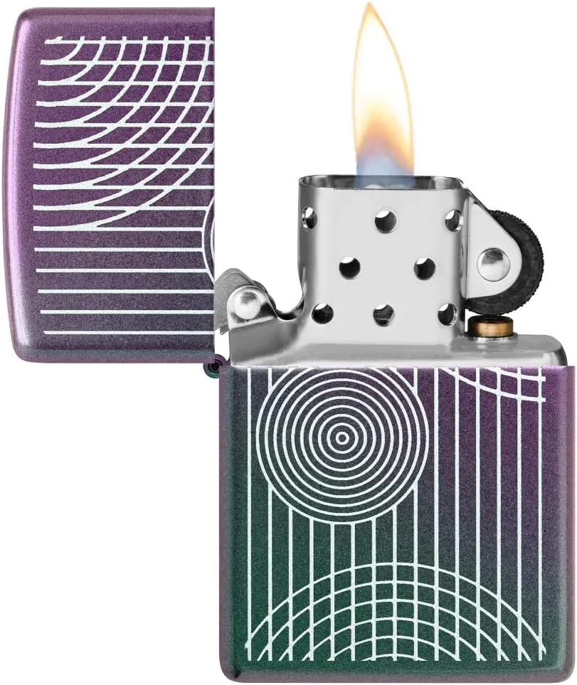 Zippo Abstract Lines Design Iridescent Pocket Lighter